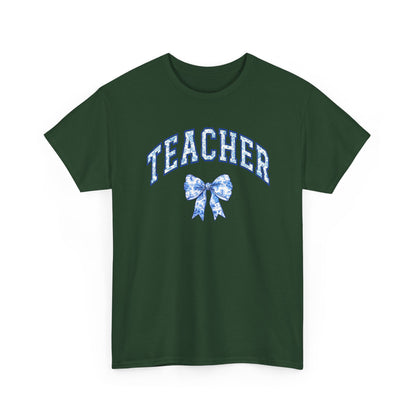 Teacher Tee with Blue Floral Bow