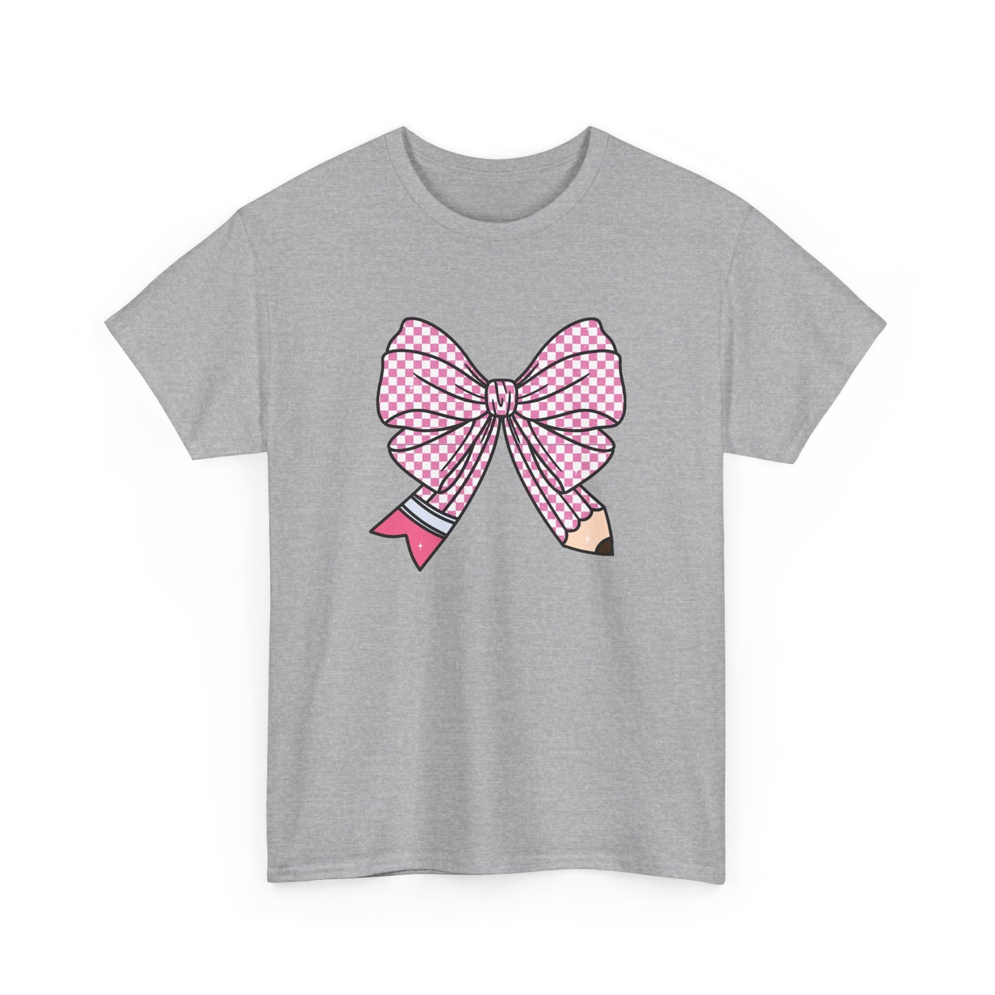 Pencil Bow T-Shirt - Cute Pink Ribbon Graphic Tee