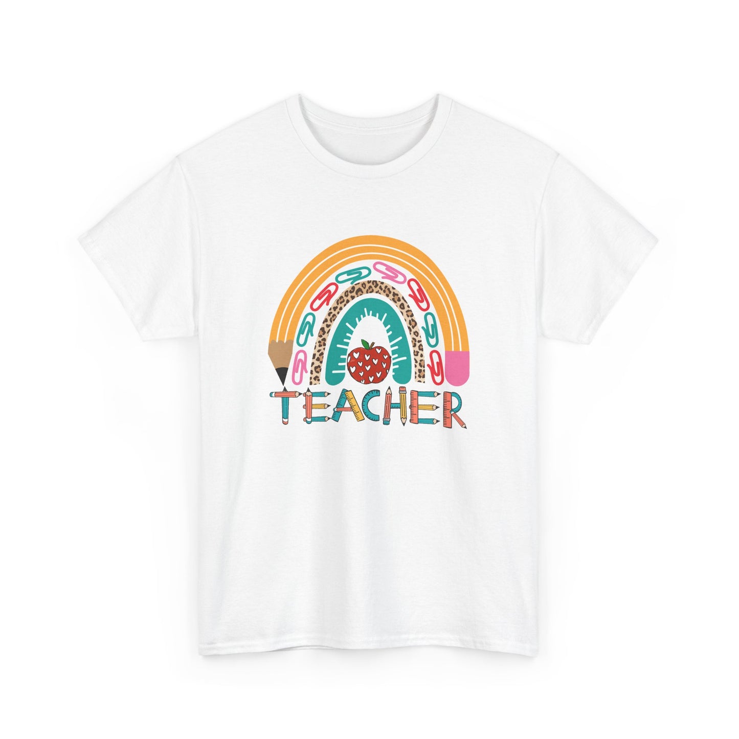 Teacher Rainbow Graphic Tee - Cute School Strawberry Design