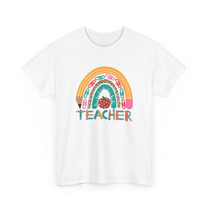 Teacher Rainbow Graphic Tee - Cute School Strawberry Design