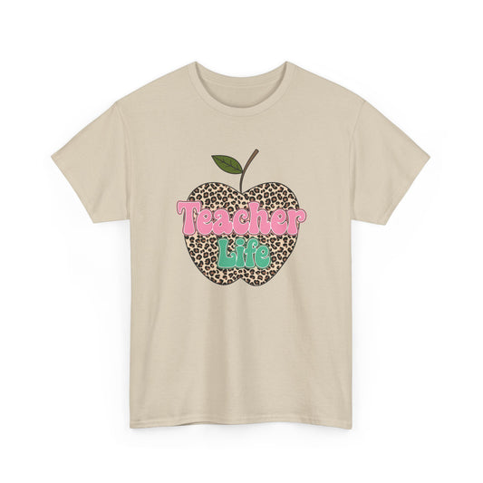 Teacher Life Leopard Apple T‑Shirt