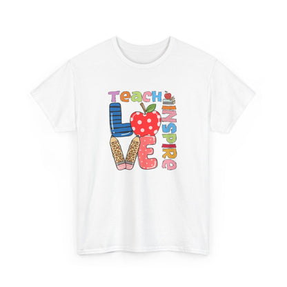 Teacher Love T‑Shirt - Teach Inspire Love Apple Graphic Tee for Educators