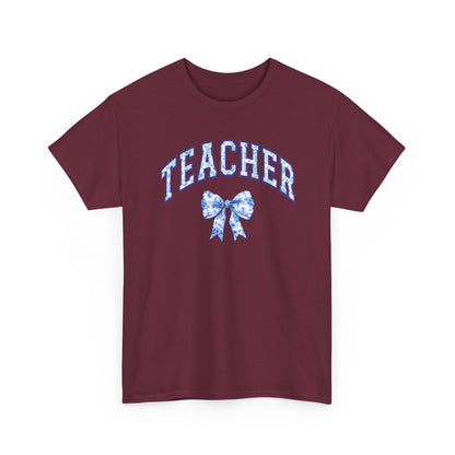 Teacher Tee with Blue Floral Bow