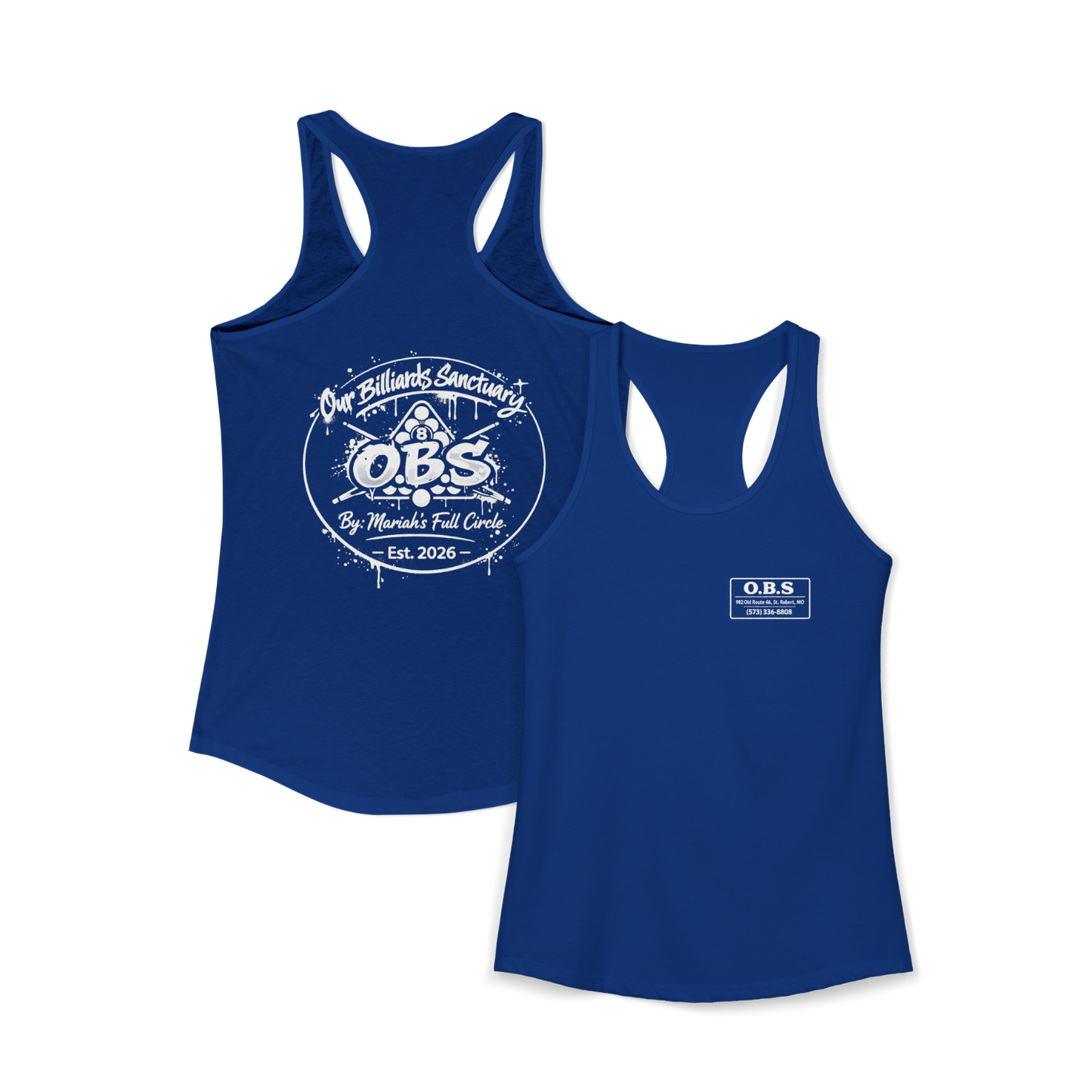 Women's Ideal Racerback Tank - Mariahs Full Circle Black & white