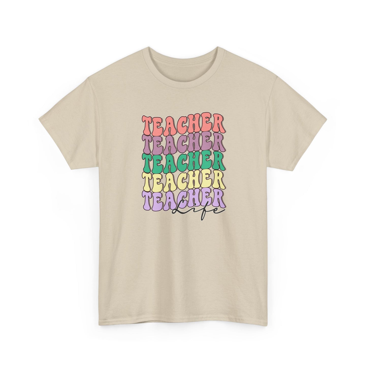 Teacher Stack Graphic Tee - Colorful Retro Teacher Shirt