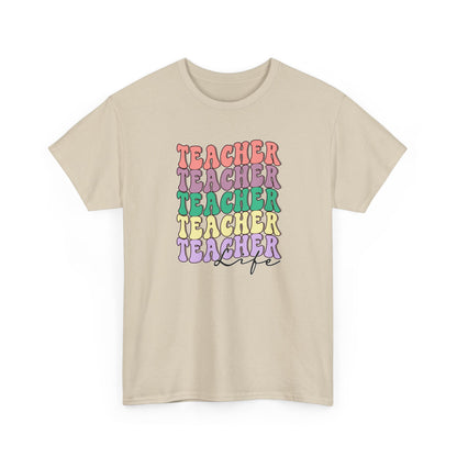 Teacher Stack Graphic Tee - Colorful Retro Teacher Shirt