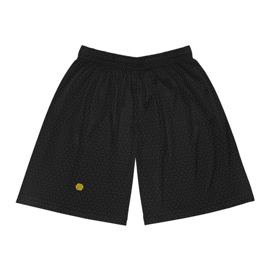 Solid Black Honeycomb- Basketball Shorts - Stud Game Sports Honey Drip