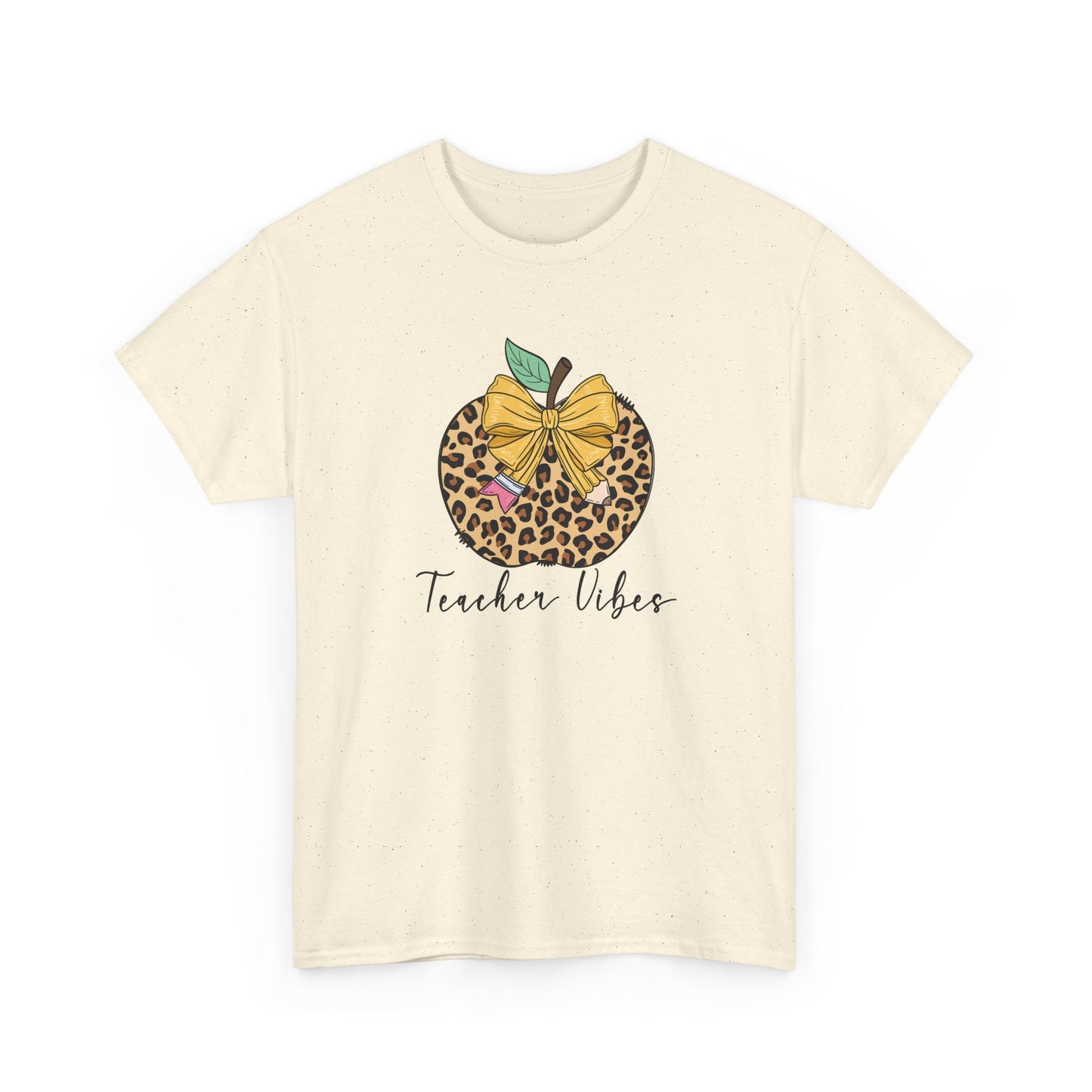 Teacher Vibes Leopard Apple T-Shirt - "Teacher Vibes" Graphic Tee