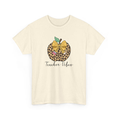 Teacher Vibes Leopard Apple T-Shirt - "Teacher Vibes" Graphic Tee
