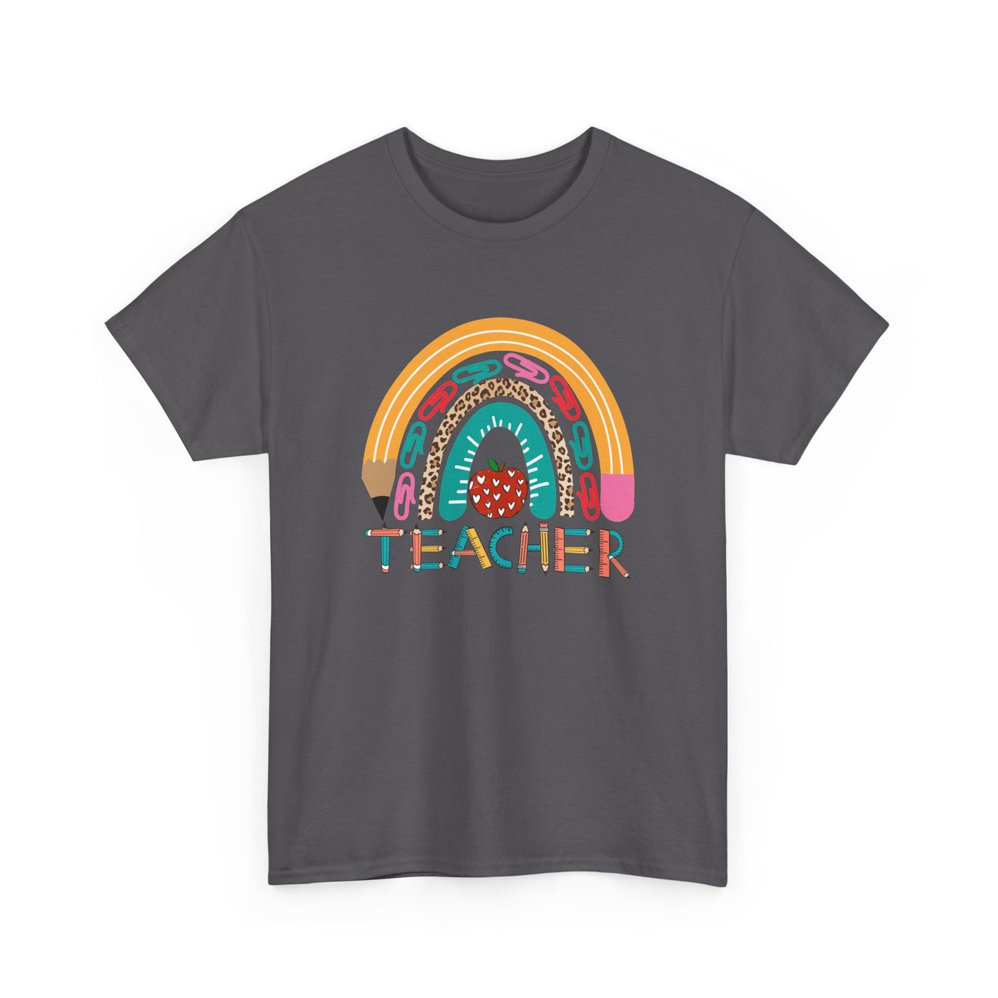 Teacher Rainbow Graphic Tee - Cute School Strawberry Design