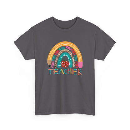 Teacher Rainbow Graphic Tee - Cute School Strawberry Design