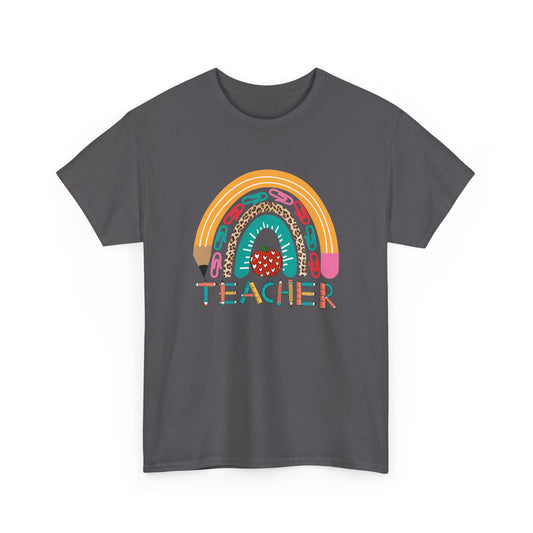 Teacher Rainbow Graphic Tee - Cute School Strawberry Design