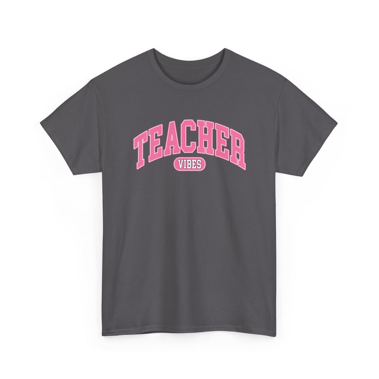 Teacher Vibes T-Shirt -  Pink Retro School Staff Tee