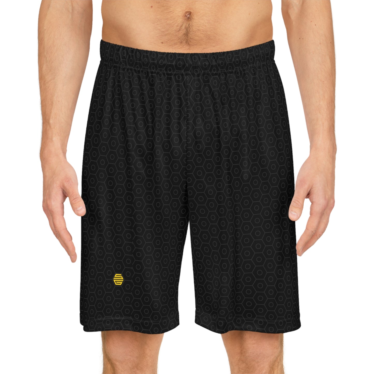 Solid Black Honeycomb- Basketball Shorts - Stud Game Sports Honey Drip