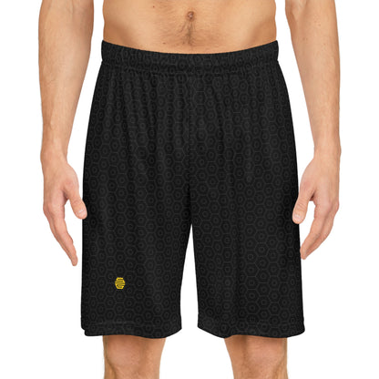 Solid Black Honeycomb- Basketball Shorts - Stud Game Sports Honey Drip