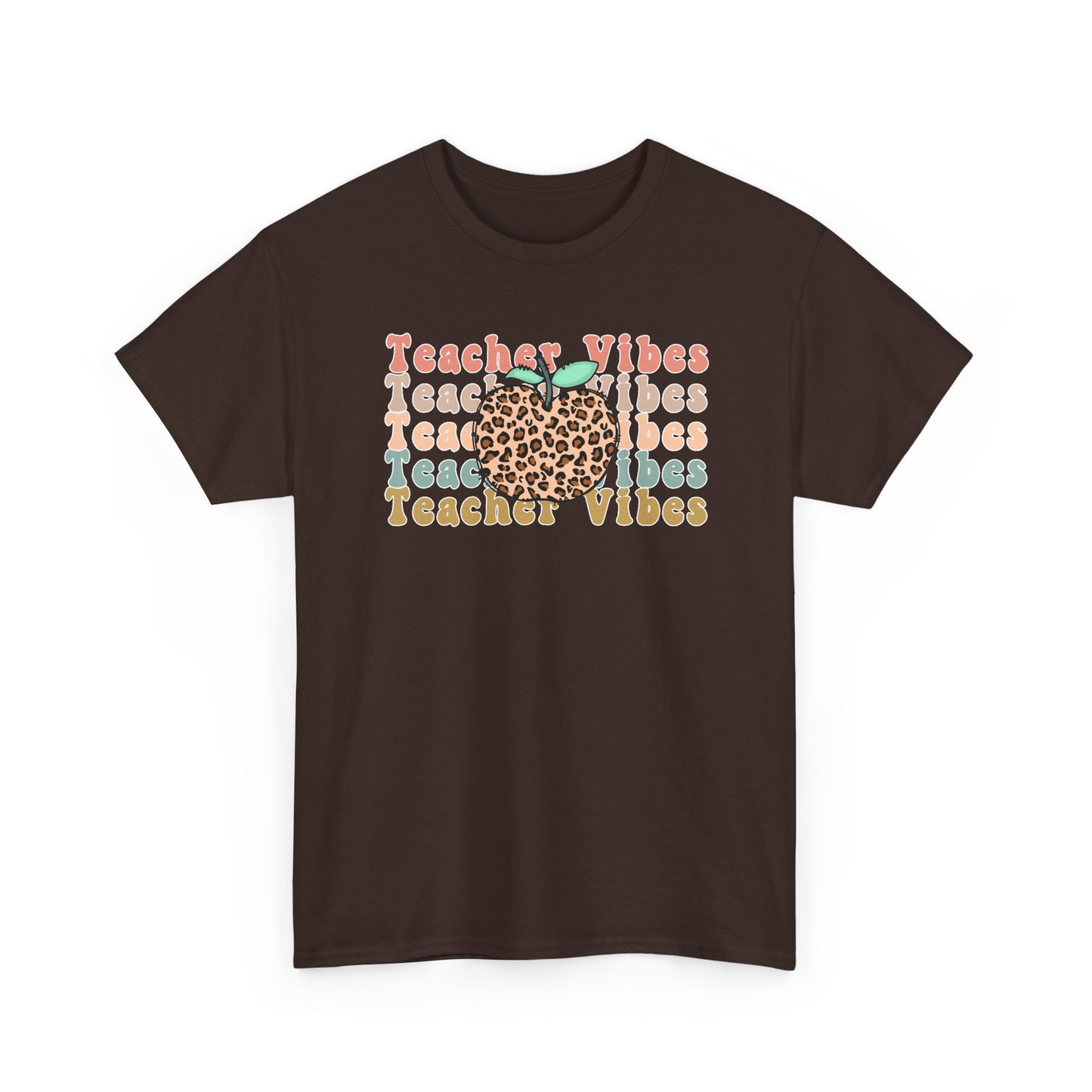 Teacher Vibes Leopard Apple Tee