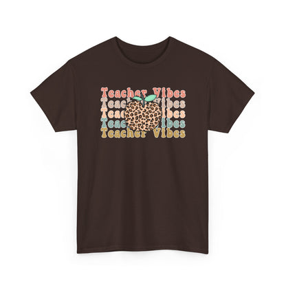 Teacher Vibes Leopard Apple Tee