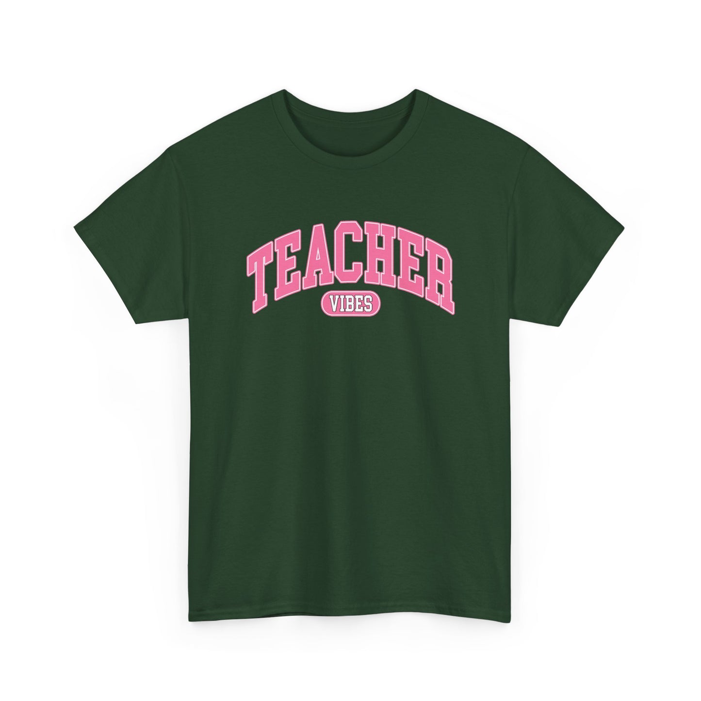 Teacher Vibes T-Shirt -  Pink Retro School Staff Tee