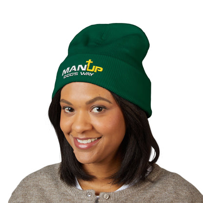 Embroidered Cuffed Beanie - Man Up God's Way