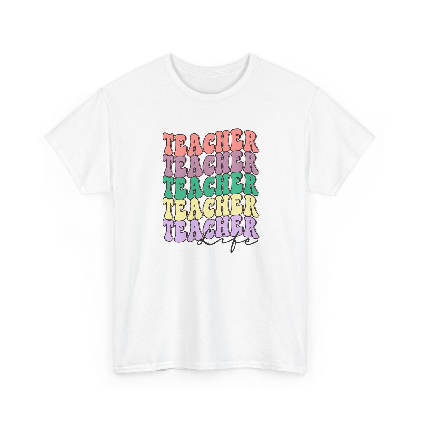 Teacher Stack Graphic Tee - Colorful Retro Teacher Shirt