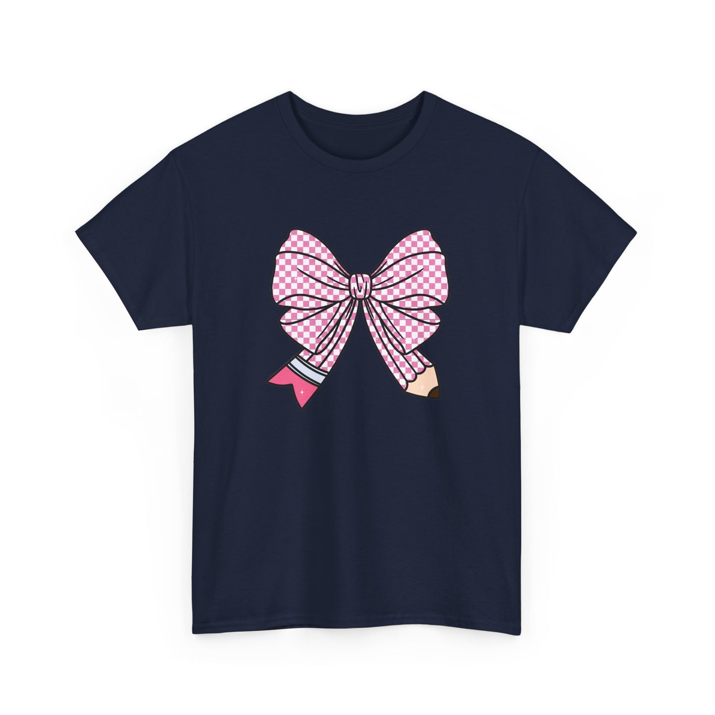 Pencil Bow T-Shirt - Cute Pink Ribbon Graphic Tee