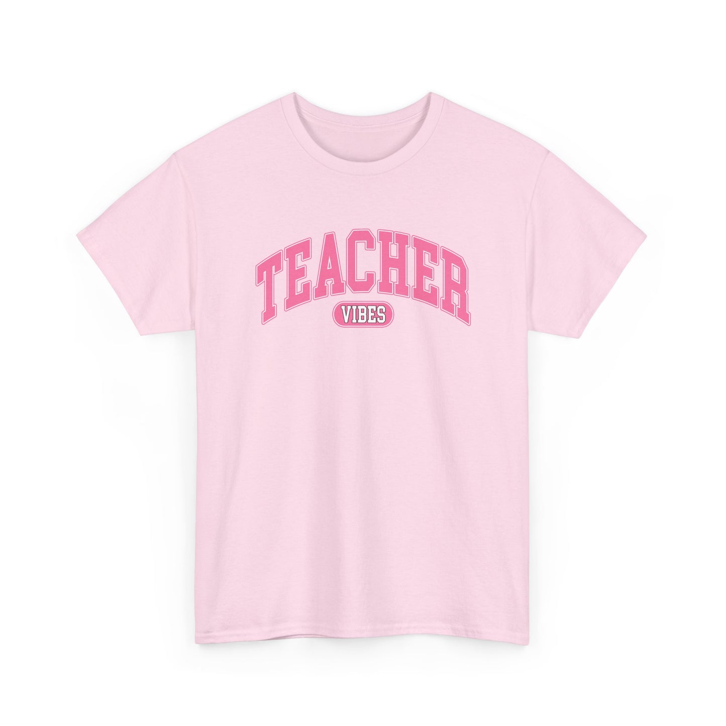 Teacher Vibes T-Shirt -  Pink Retro School Staff Tee
