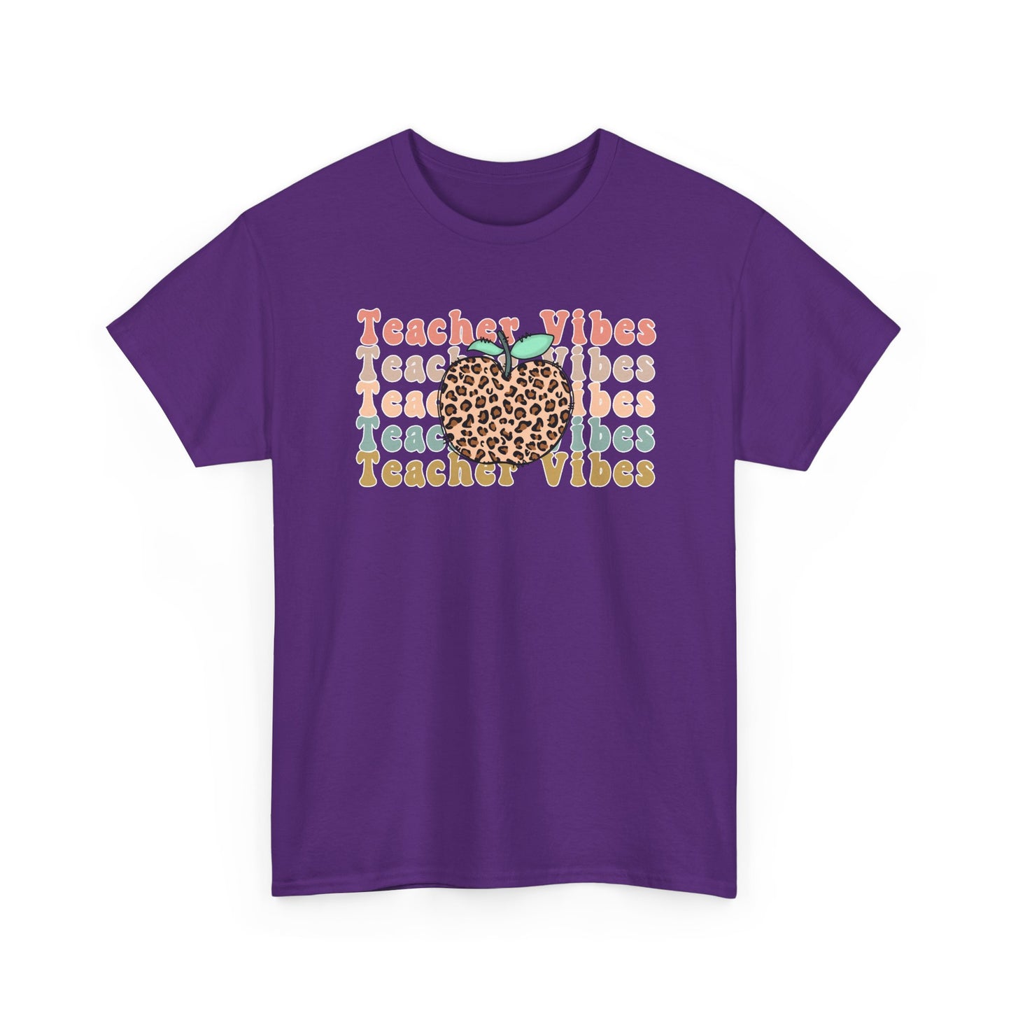 Teacher Vibes Leopard Apple Tee