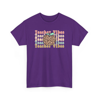 Teacher Vibes Leopard Apple Tee