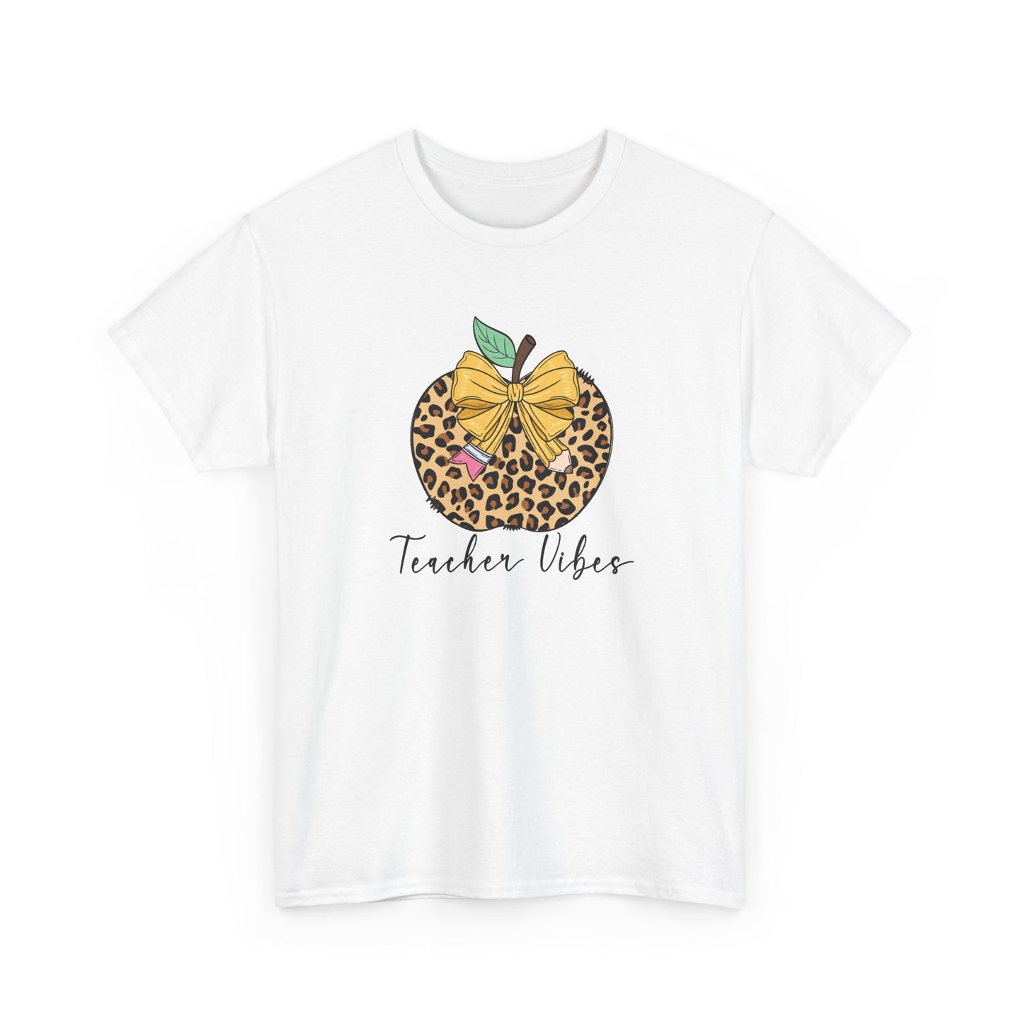 Teacher Vibes Leopard Apple T-Shirt - "Teacher Vibes" Graphic Tee