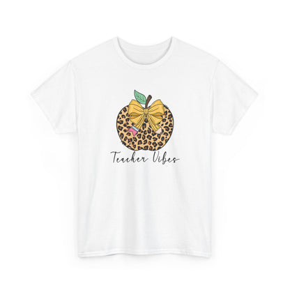 Teacher Vibes Leopard Apple T-Shirt - "Teacher Vibes" Graphic Tee