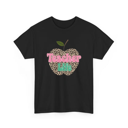 Teacher Life Leopard Apple T‑Shirt