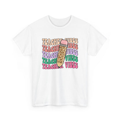 Teacher Vibes T‑Shirt - Cute Leopard Pencil Graphic Tee for Teachers