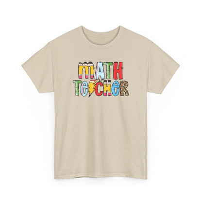 Math Teacher Colorblock T-Shirt- Fun School Staff Gift