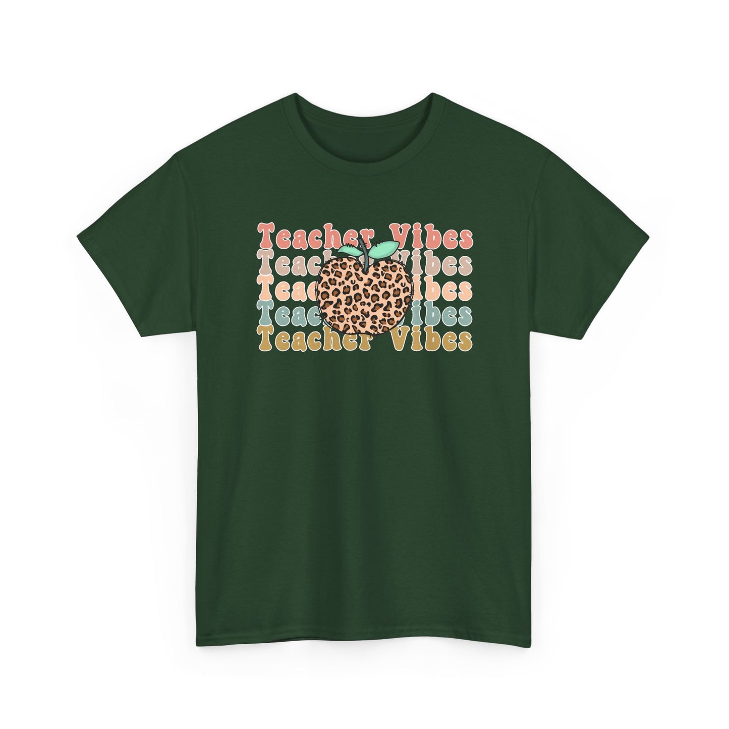 Teacher Vibes Leopard Apple Tee