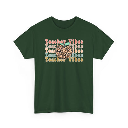 Teacher Vibes Leopard Apple Tee