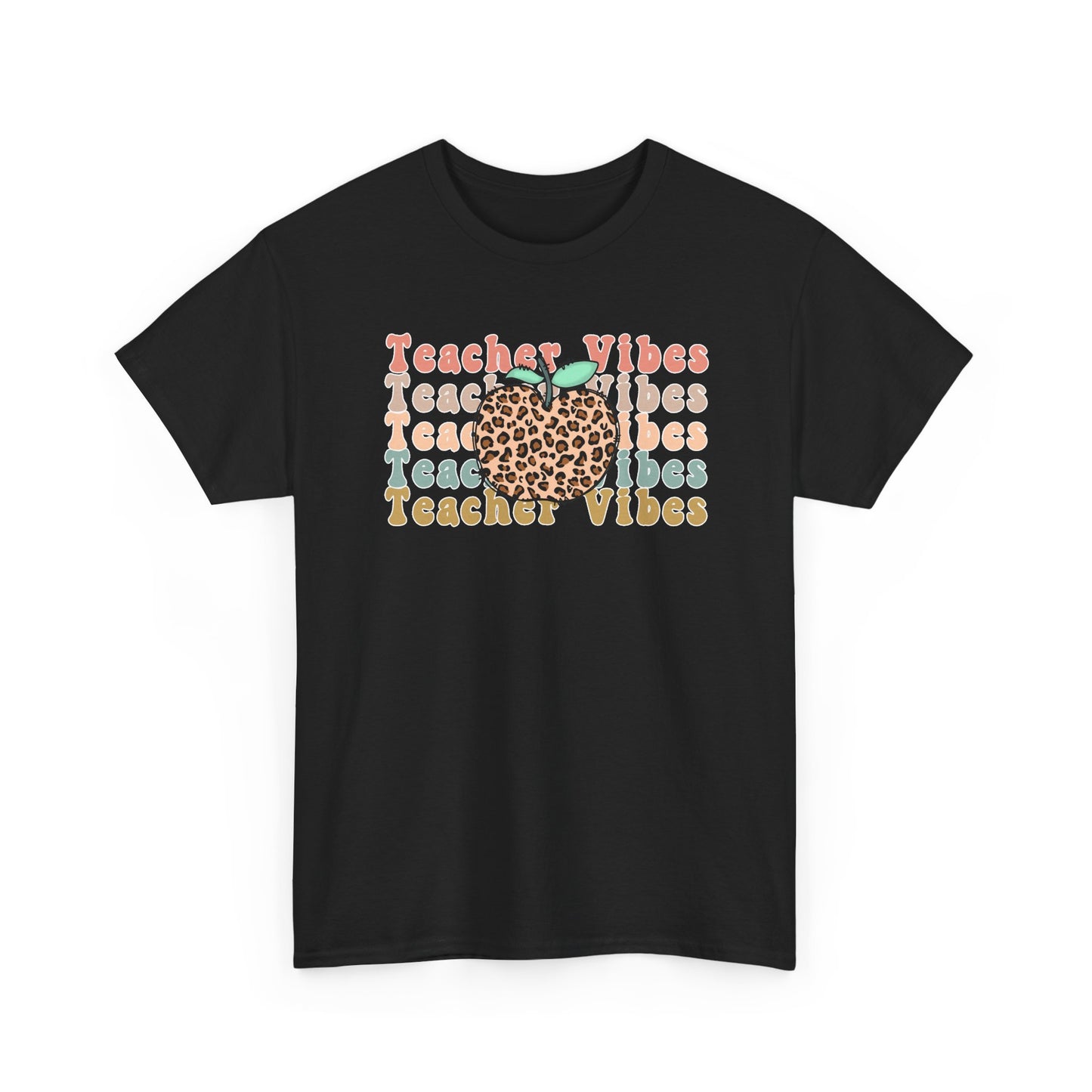 Teacher Vibes Leopard Apple Tee