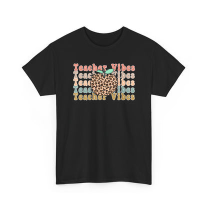 Teacher Vibes Leopard Apple Tee