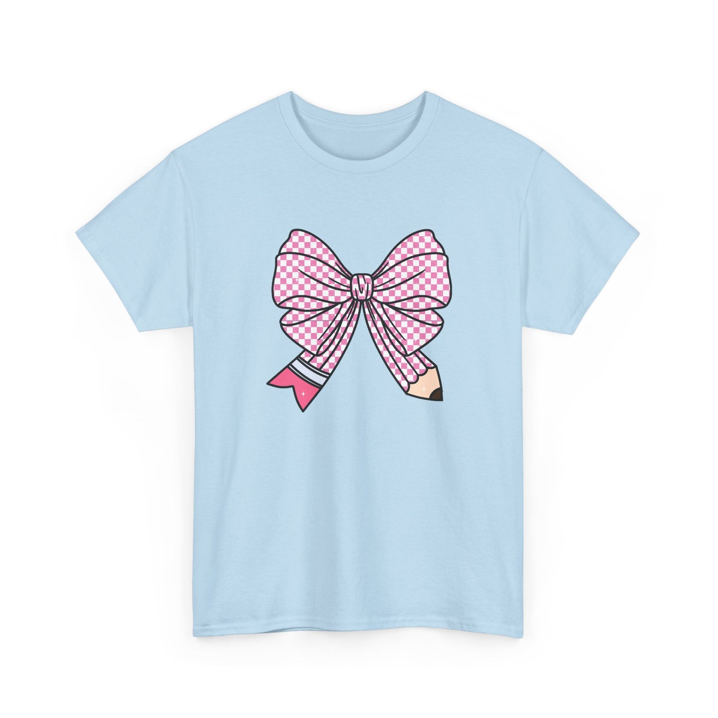 Pencil Bow T-Shirt - Cute Pink Ribbon Graphic Tee