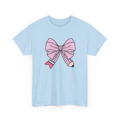 Pencil Bow T-Shirt - Cute Pink Ribbon Graphic Tee
