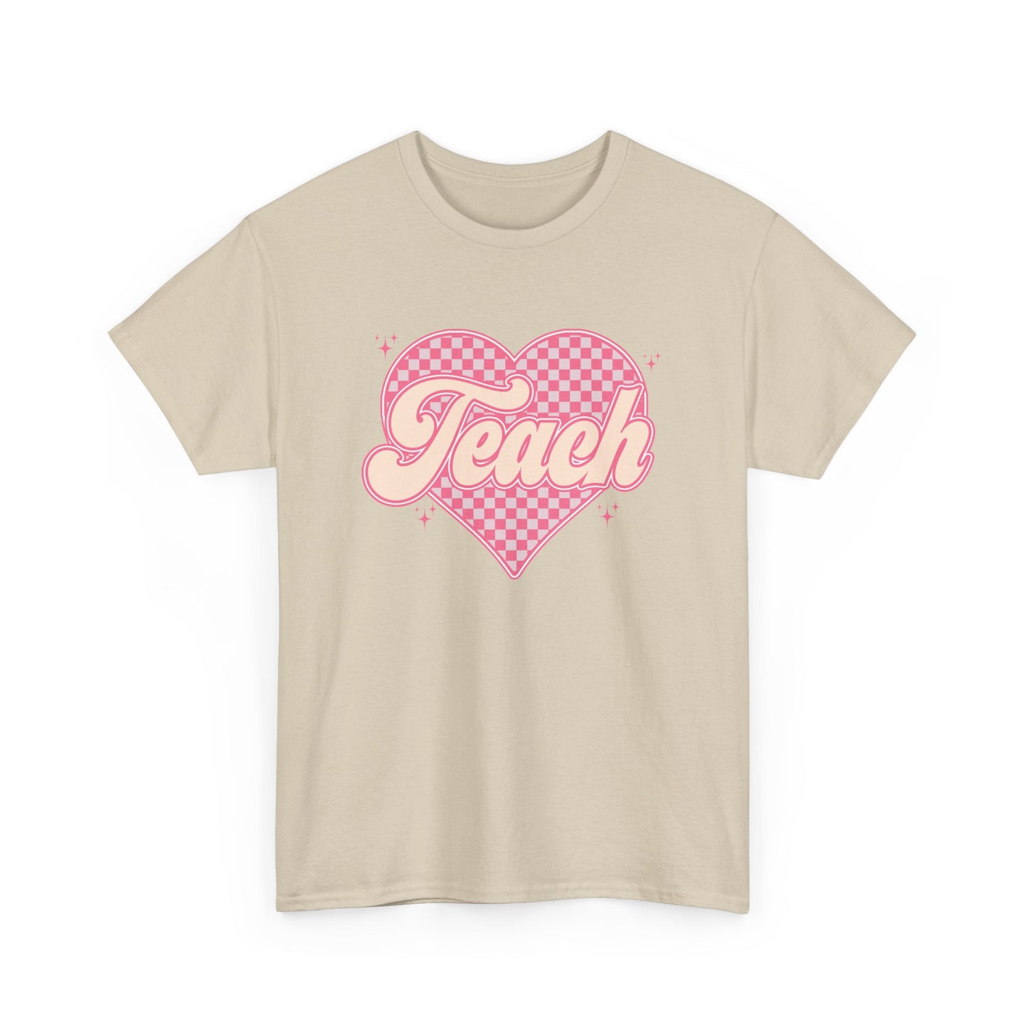 Teacher Heart Tee - Pink Retro "Teach" Graphic Shirt