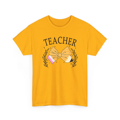 Teacher Bow T-Shirt - Cute Pencil & Laurel Graphic Gift for Teachers