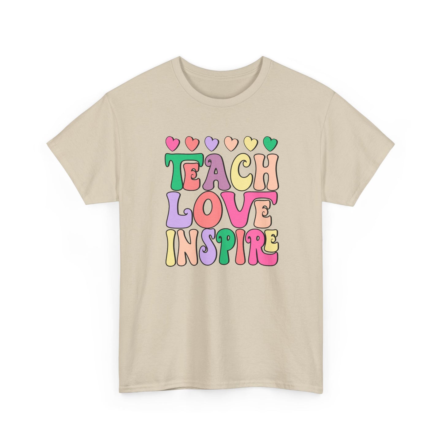 Teach Love Inspire T-Shirt -  Cute Retro Hearts Teacher Gift Tee