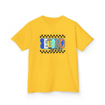 Youth Tee - "Second Grade" Colorful Checkerboard Back-to-School Shirt
