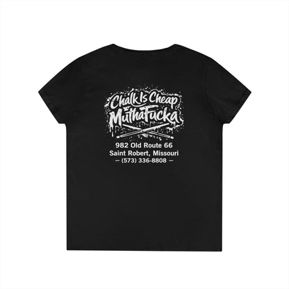 Ladies' V-Neck T-Shirt - Chalk is Cheap