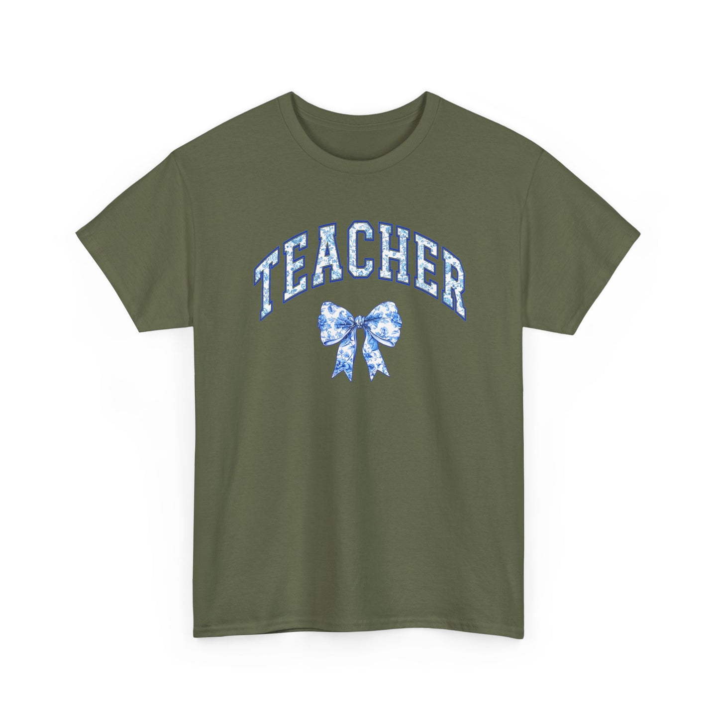 Teacher Tee with Blue Floral Bow