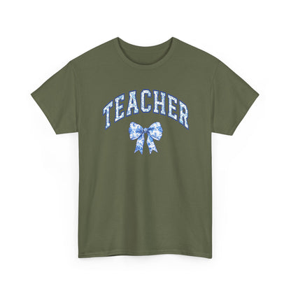 Teacher Tee with Blue Floral Bow