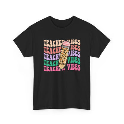 Teacher Vibes T‑Shirt - Cute Leopard Pencil Graphic Tee for Teachers