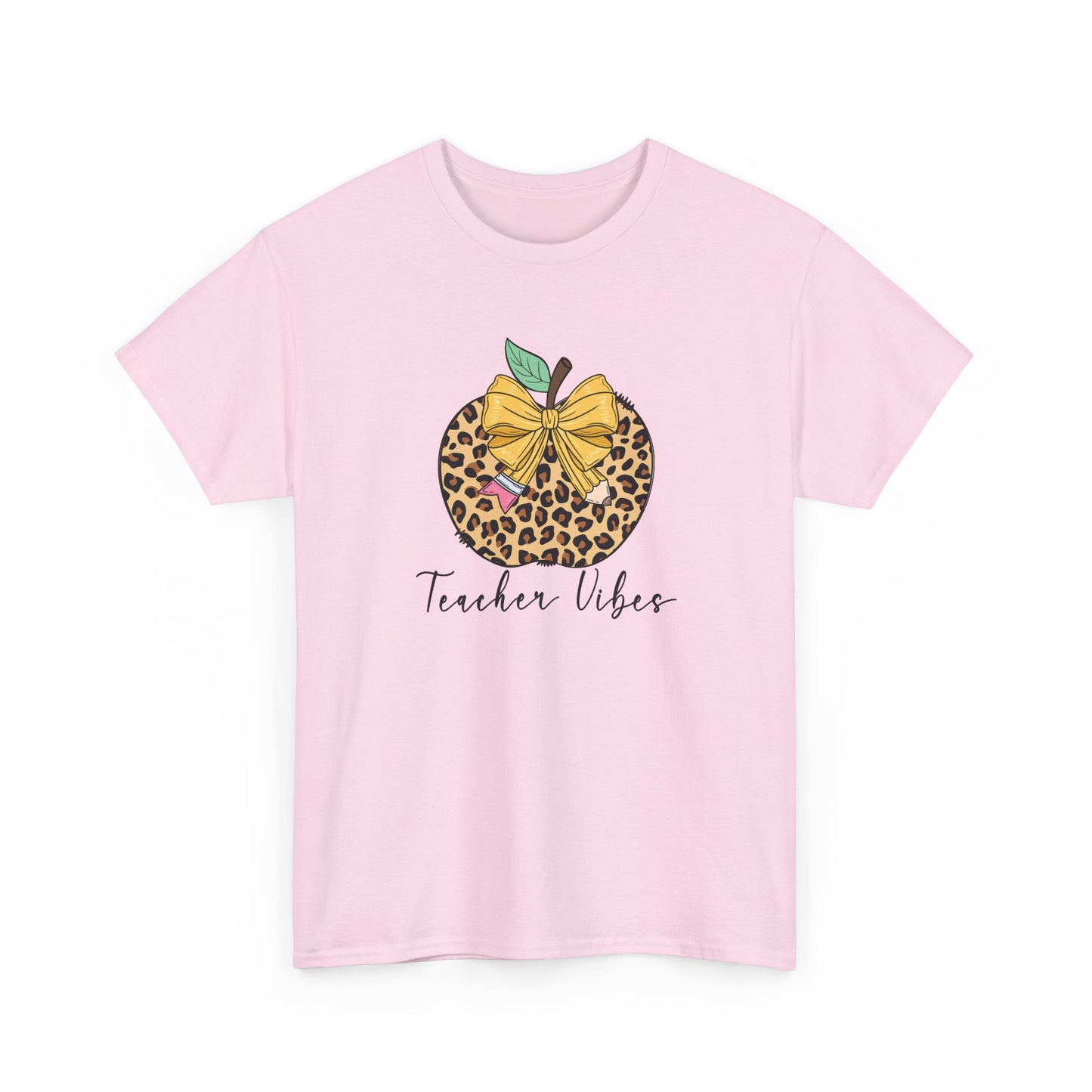 Teacher Vibes Leopard Apple T-Shirt - "Teacher Vibes" Graphic Tee