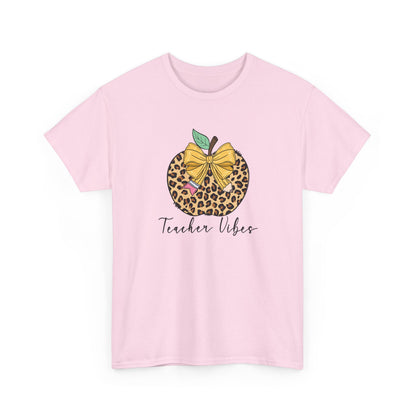 Teacher Vibes Leopard Apple T-Shirt - "Teacher Vibes" Graphic Tee