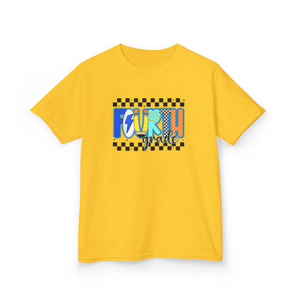 Youth Tee - "Forth Grade" Colorful Checkerboard Back-to-School Shirt